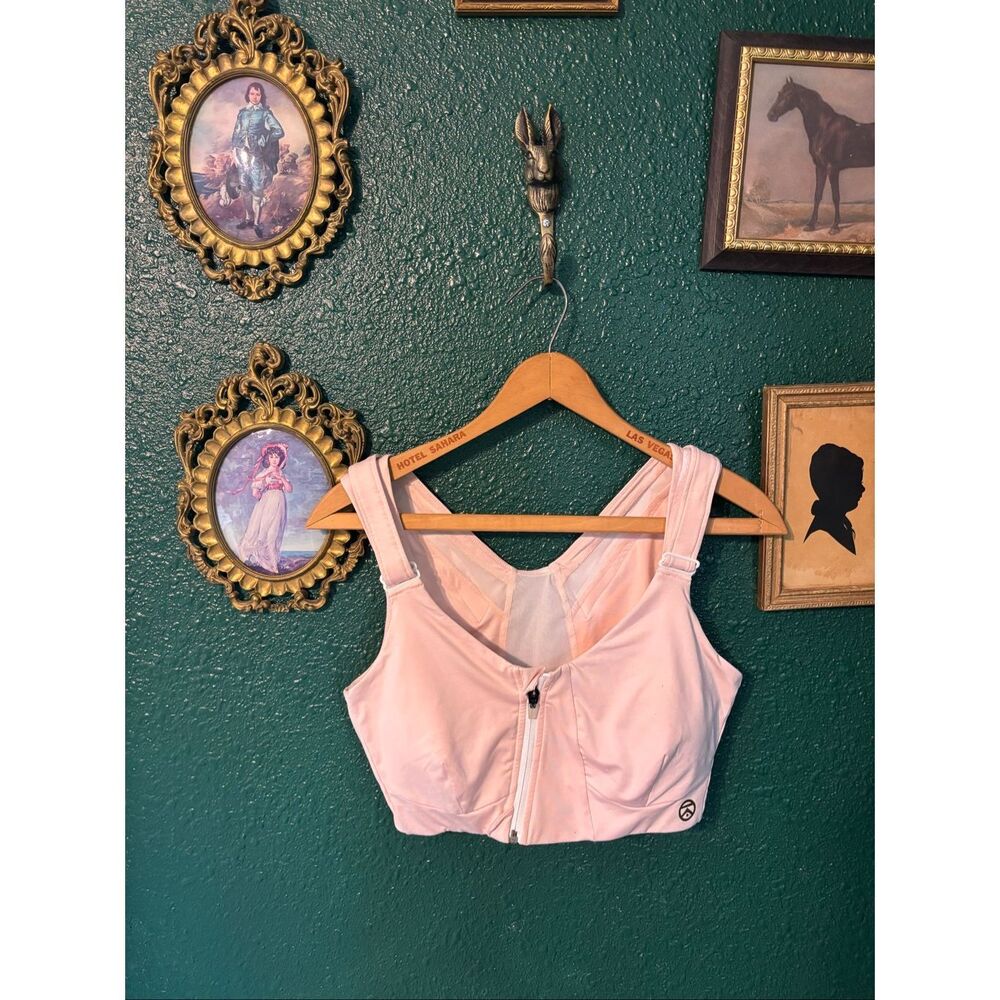 Kinflyte Curve Zip Bra Eco Jersey Women Sz Large in rose quartz